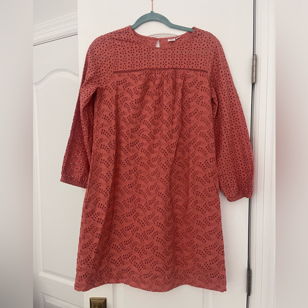 GAP Rust Eyelet Long Sleeve Dress